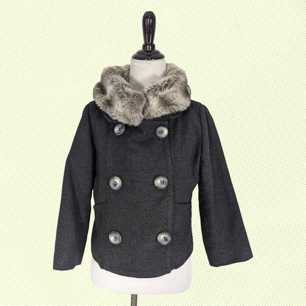 Vintage Wendy Katlen short jacket 6‎ Faux fur collar Double Breasted Mob Wife